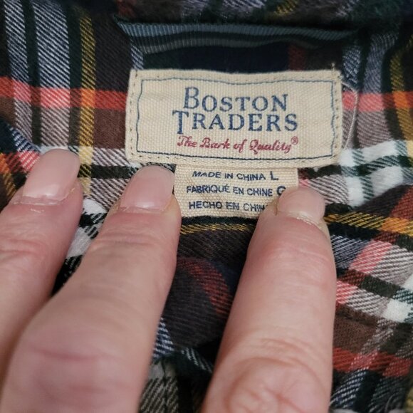 Boston Traders Flannel Shirt Women's Large Blue/Red/Yellow Plaid Button Down Top - Picture 4 of 7